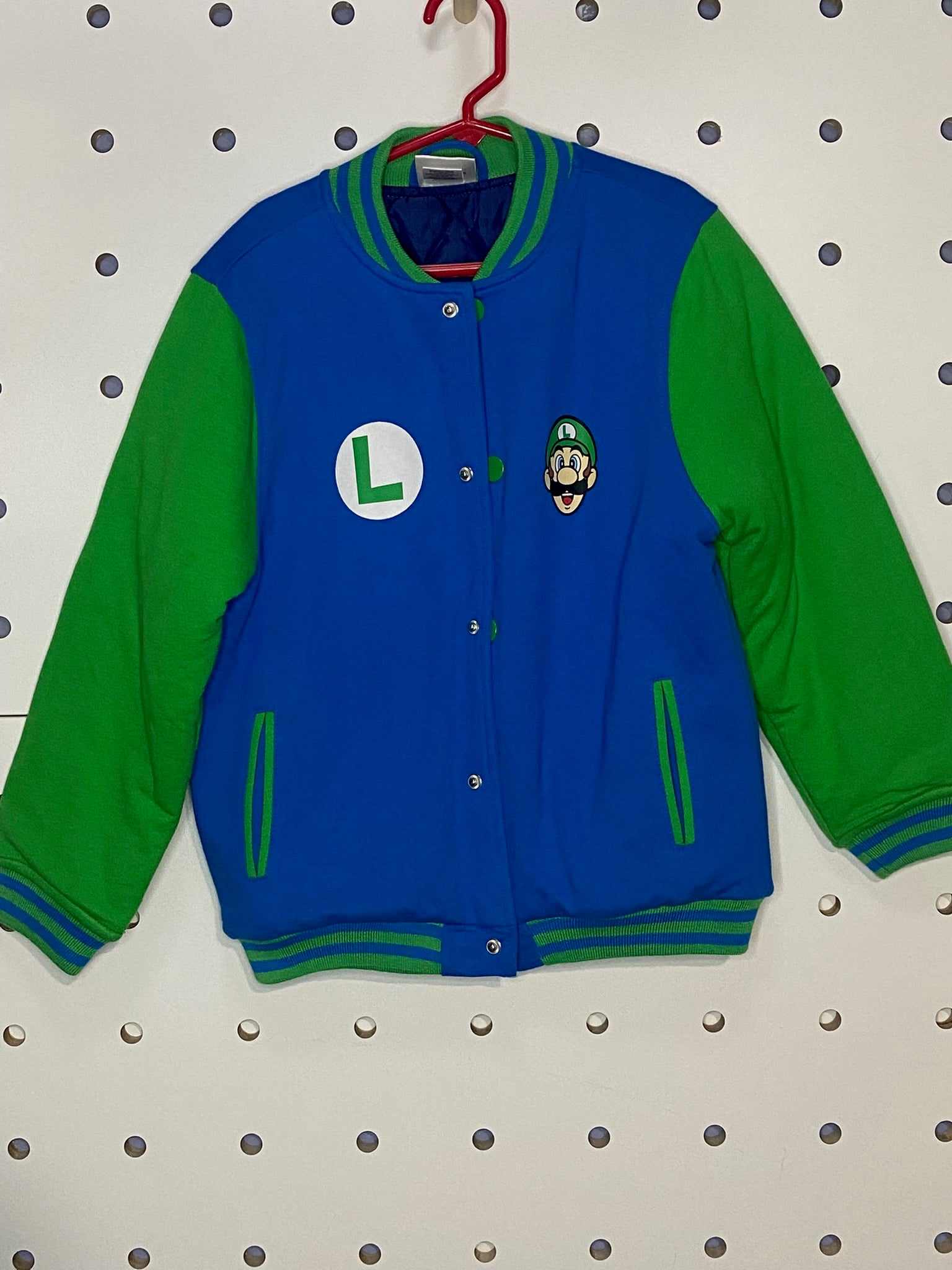 Super Mario - Kids' Blue and Green Luigi Bomber Snap Jacket