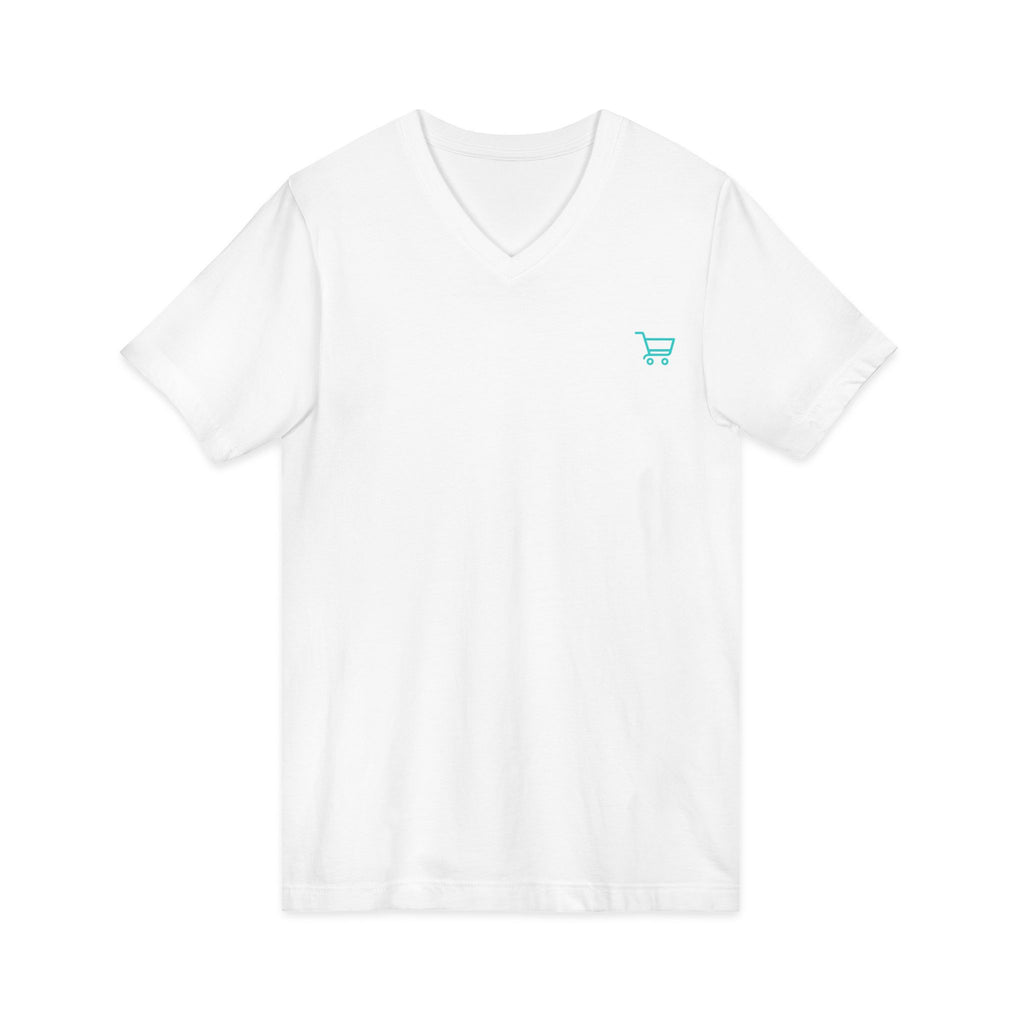 EBShop Logo V-Neck Tee — Minimal Shopper Cart Short Sleeve Shirt