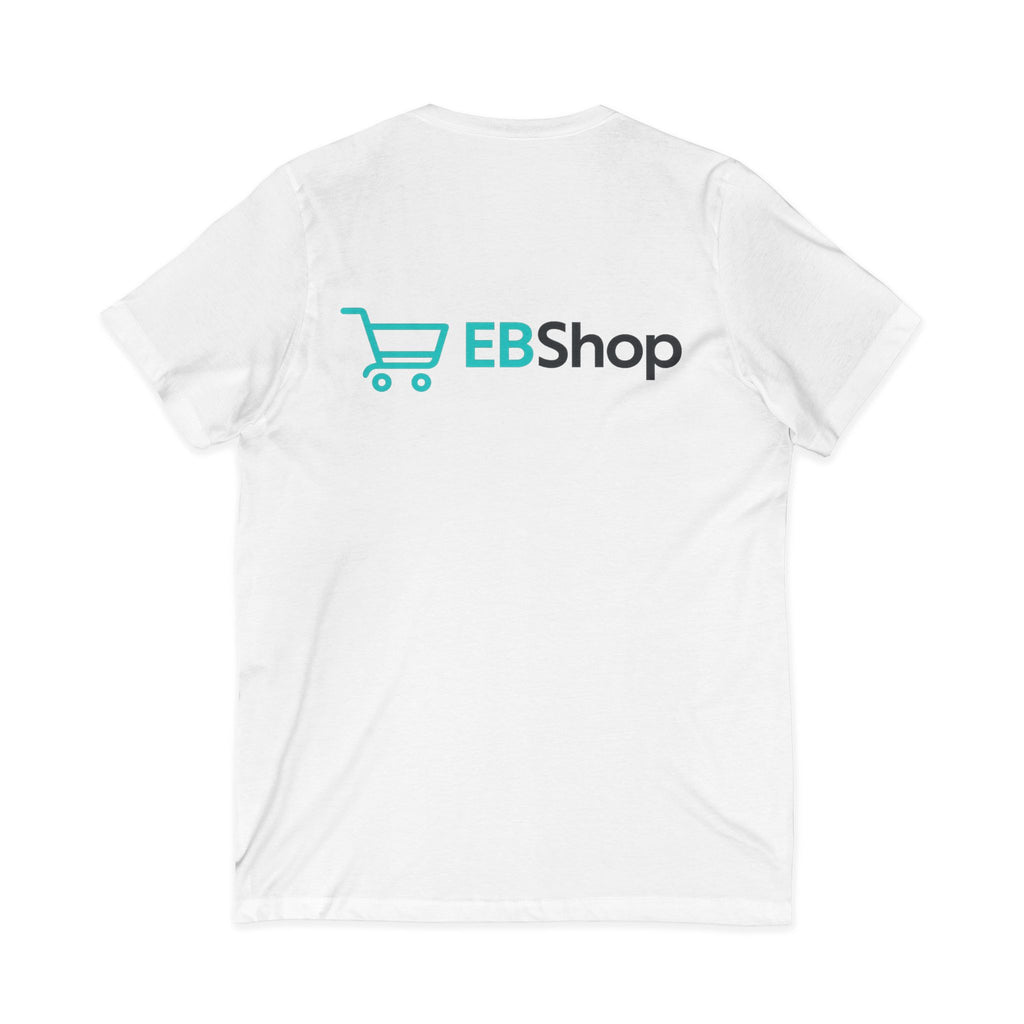 EBShop Logo V-Neck Tee — Minimal Shopper Cart Short Sleeve Shirt