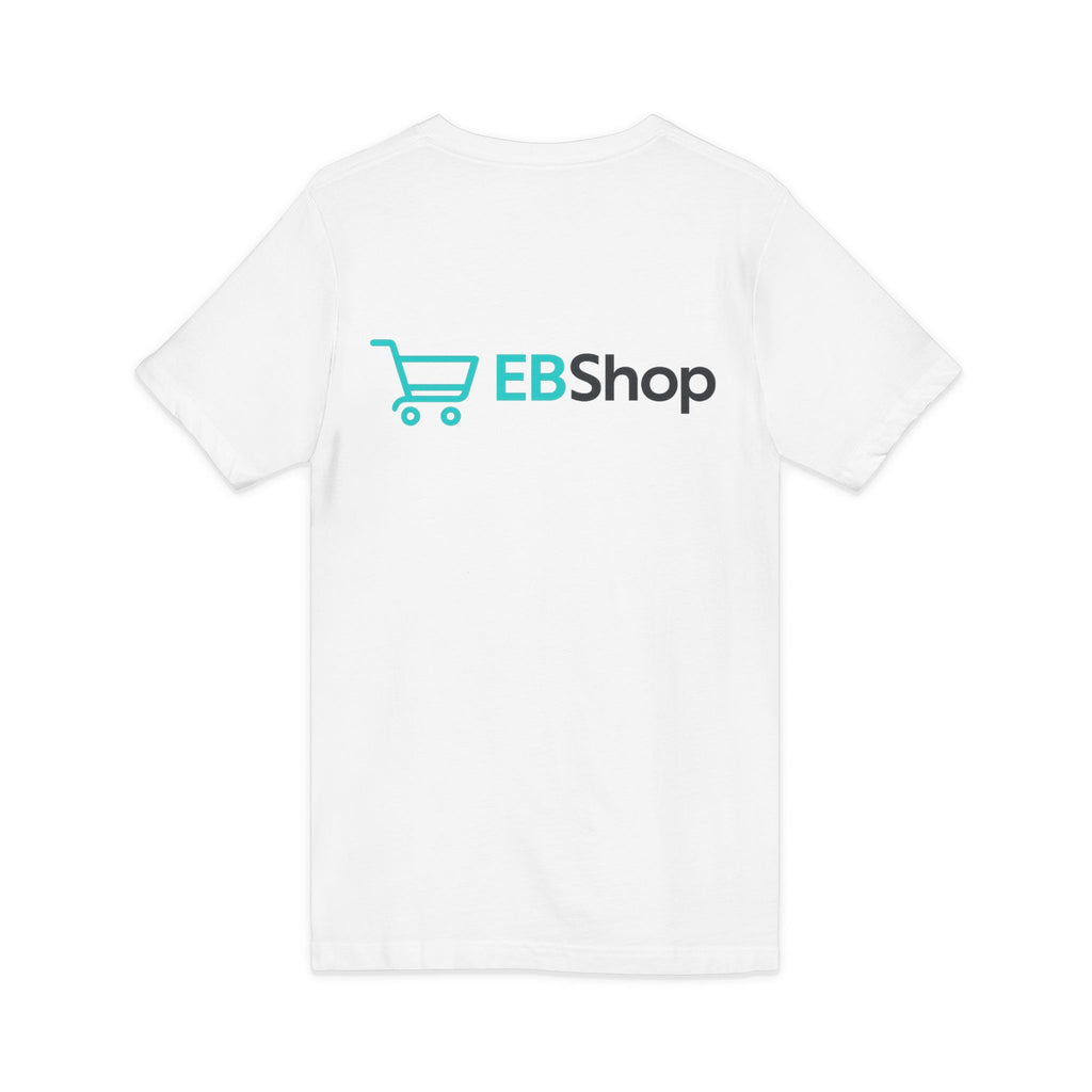 EBShop Logo V-Neck Tee — Minimal Shopper Cart Short Sleeve Shirt