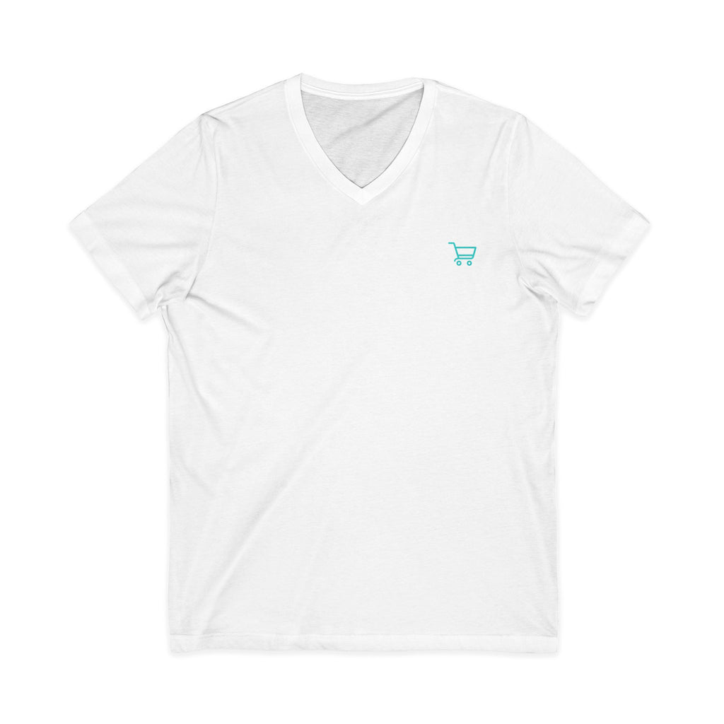 EBShop Logo V-Neck Tee — Minimal Shopper Cart Short Sleeve Shirt