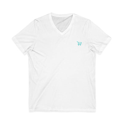 EBShop Logo V-Neck Tee — Minimal Shopper Cart Short Sleeve Shirt