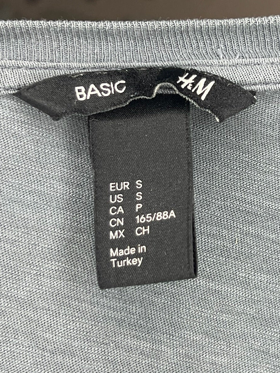 H&M - Basic Knotted Gray Cropped T-Shirt