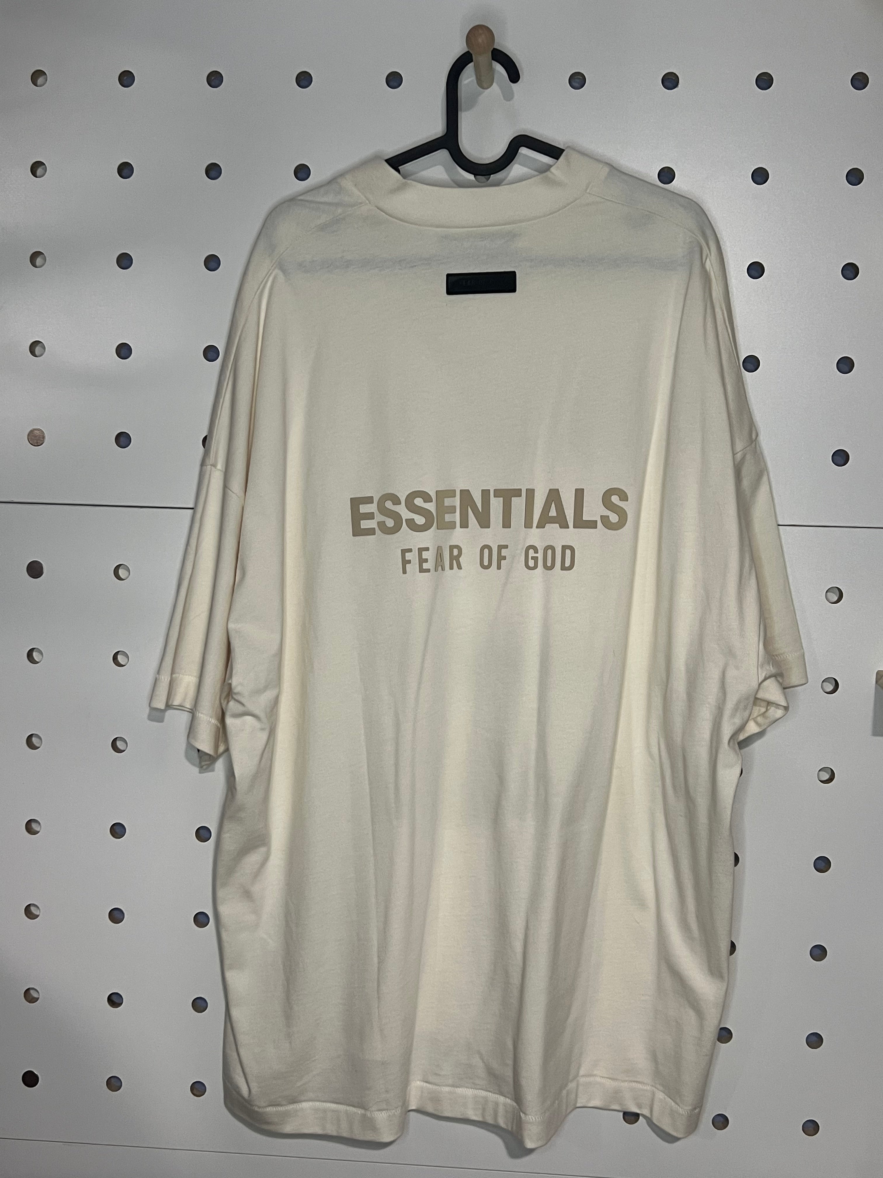 ESSENTIALS by Fear of God - Oversized Cream V-Neck T-Shirt