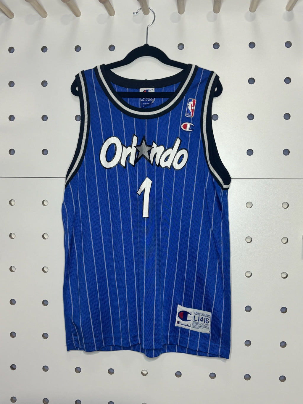 Champion - Vintage Striped Orlando Magic NBA Basketball Jersey