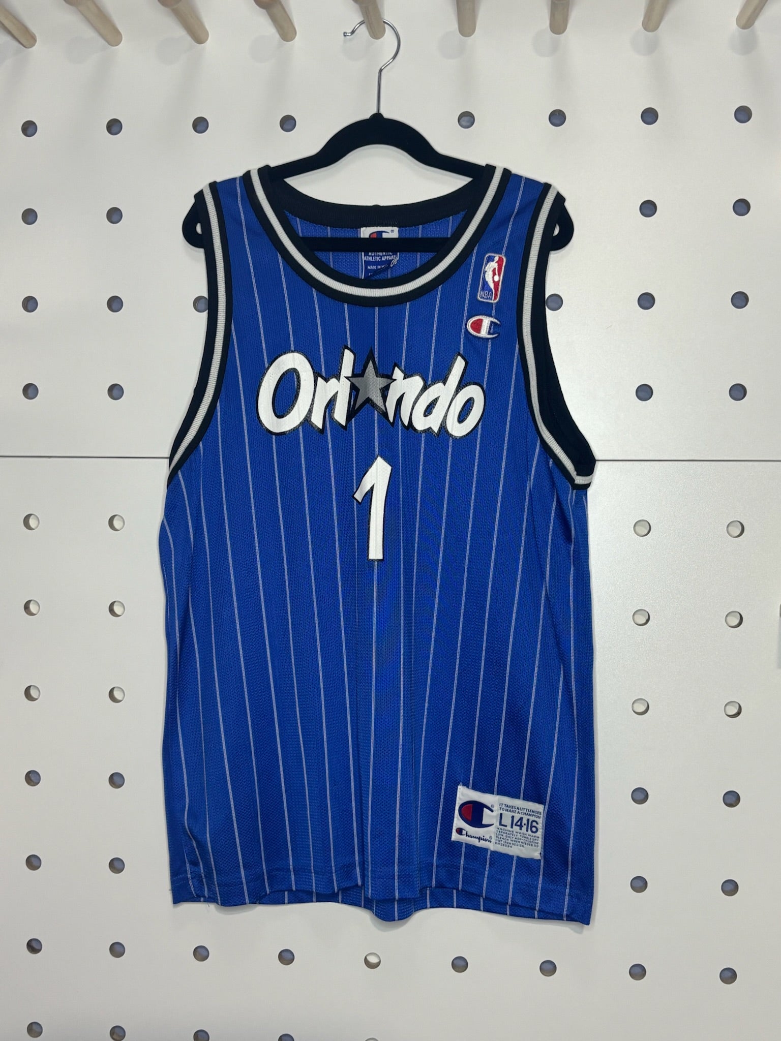 Champion - Vintage Striped Orlando Magic NBA Basketball Jersey