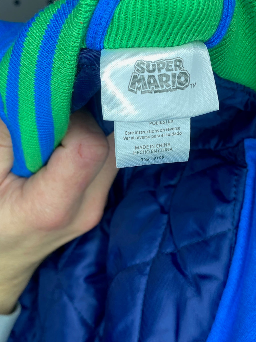 Super Mario - Kids' Blue and Green Luigi Bomber Snap Jacket