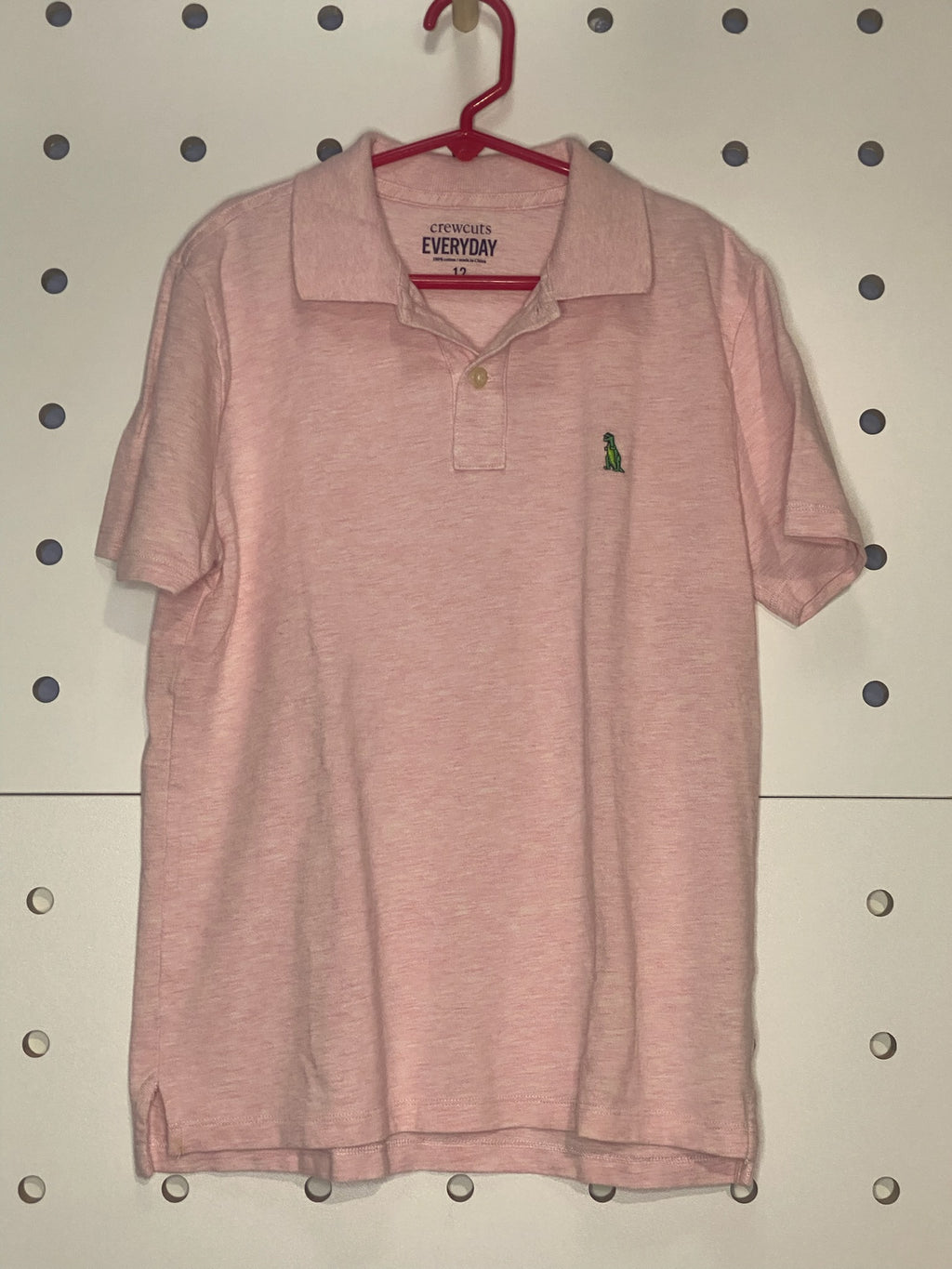 Crewcuts Everyday - Youth Pink Cotton Polo with Dinosaur Logo