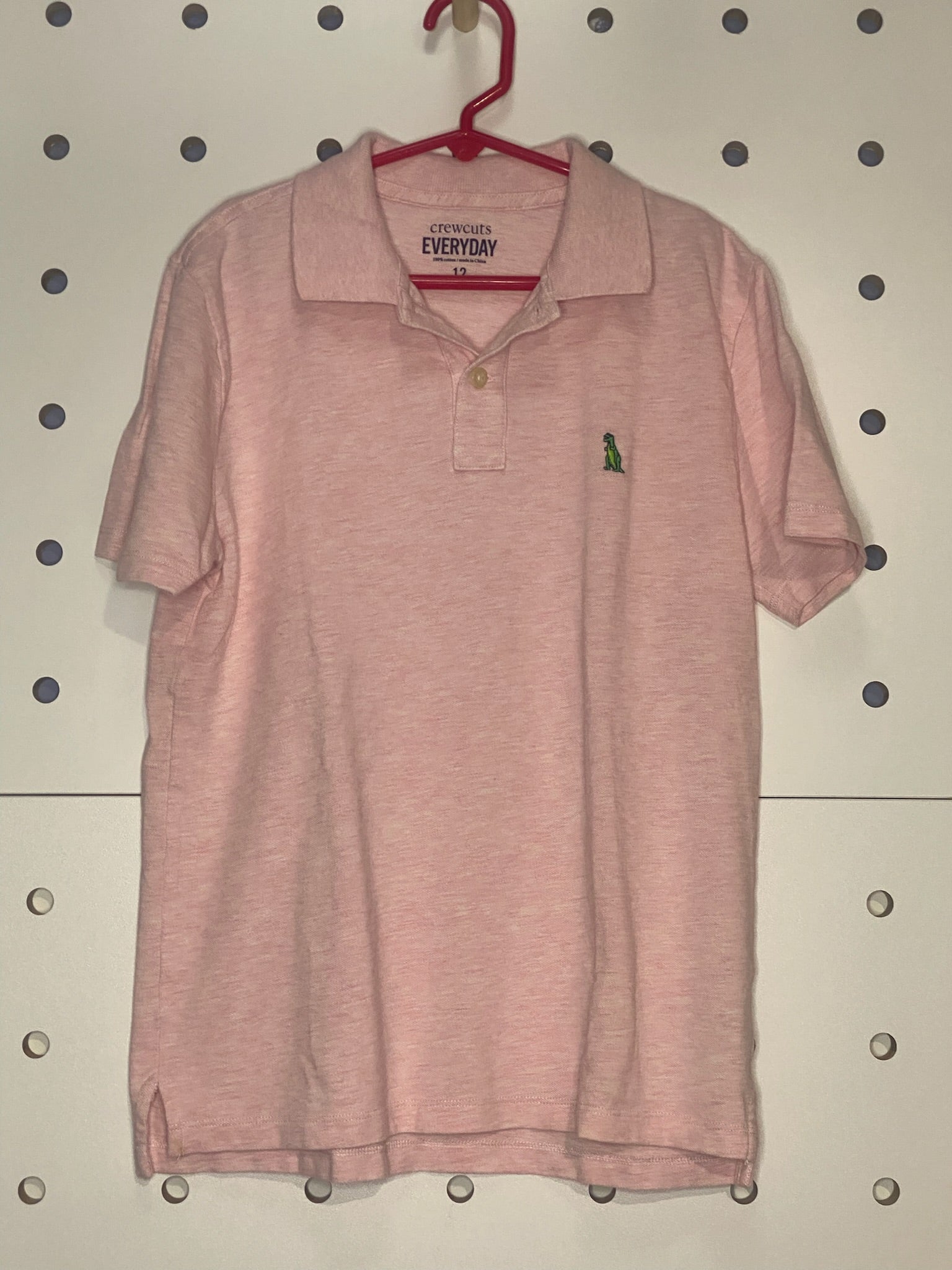 Crewcuts Everyday - Youth Pink Cotton Polo with Dinosaur Logo