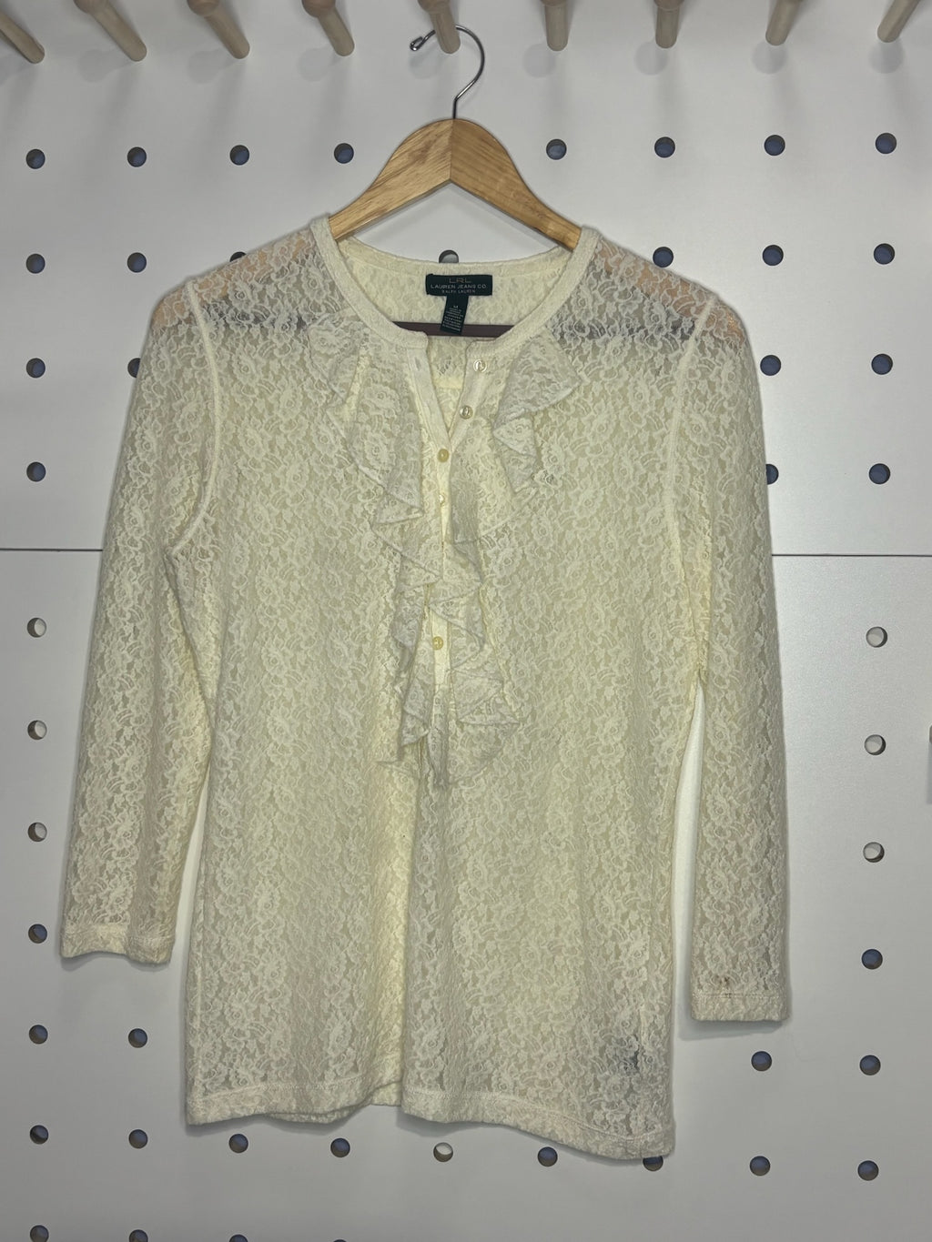 Lauren Jeans Co by Ralph Lauren - Cream Ruffled Lace Blouse