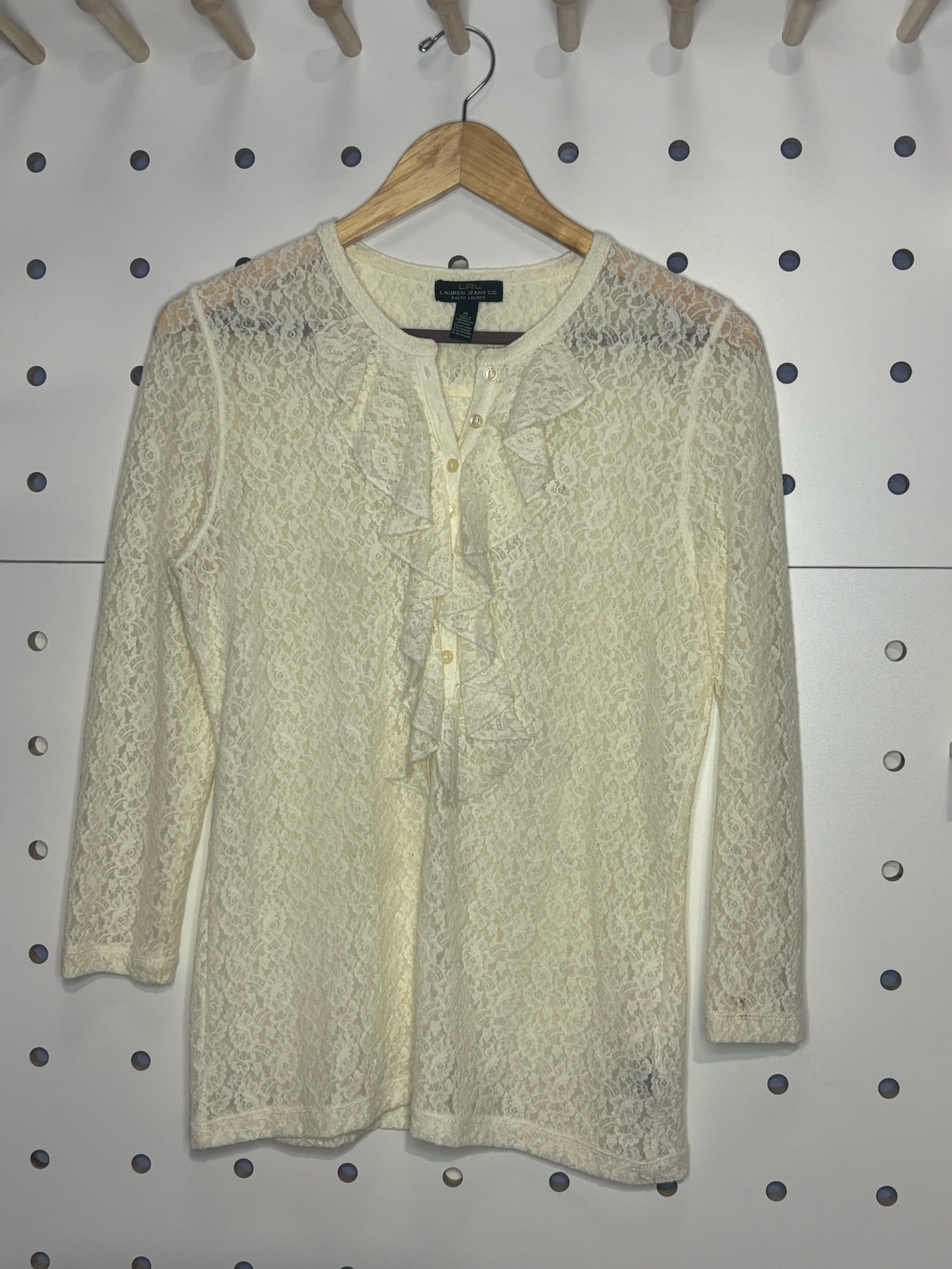 Lauren Jeans Co by Ralph Lauren - Cream Ruffled Lace Blouse