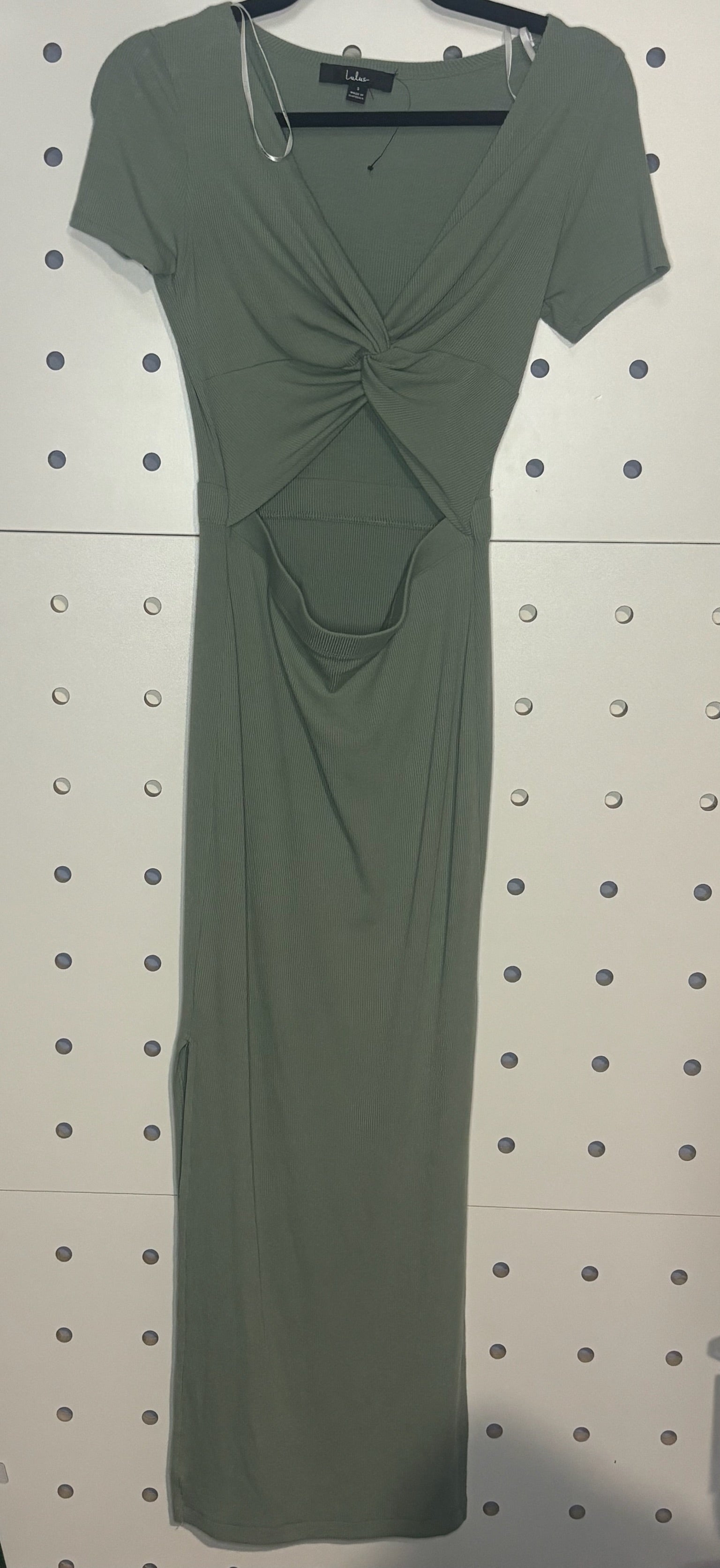 Lulu - Olive Green Maxi Dress with Center Cutout