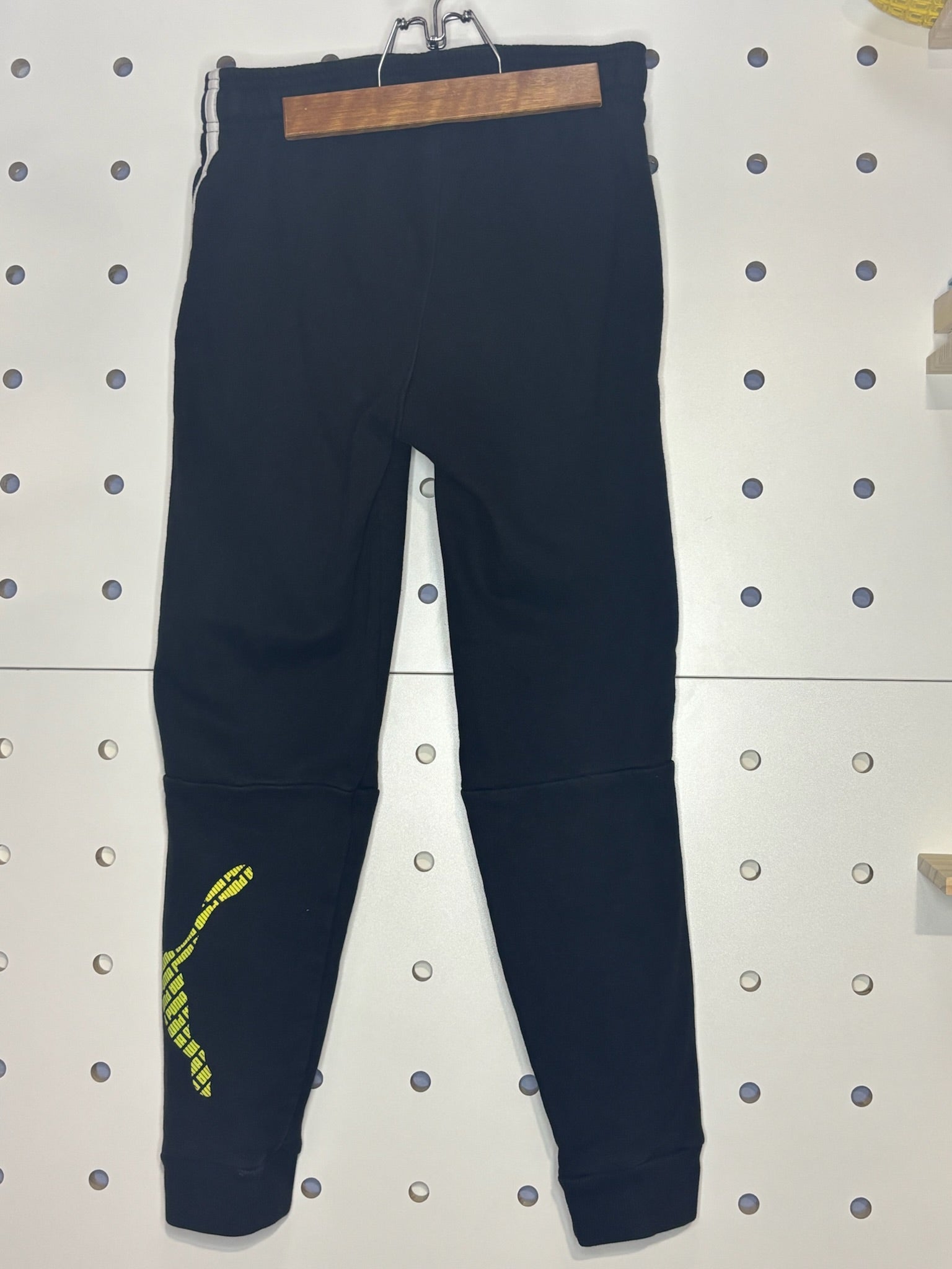 Puma - Black Sweatpants with Green Patterned Logo