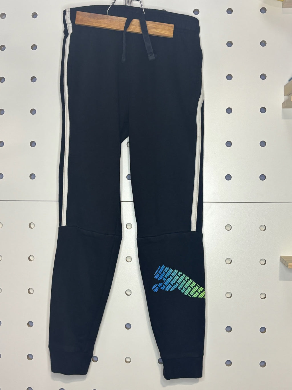 Puma - Black Sweatpants with Green Patterned Logo