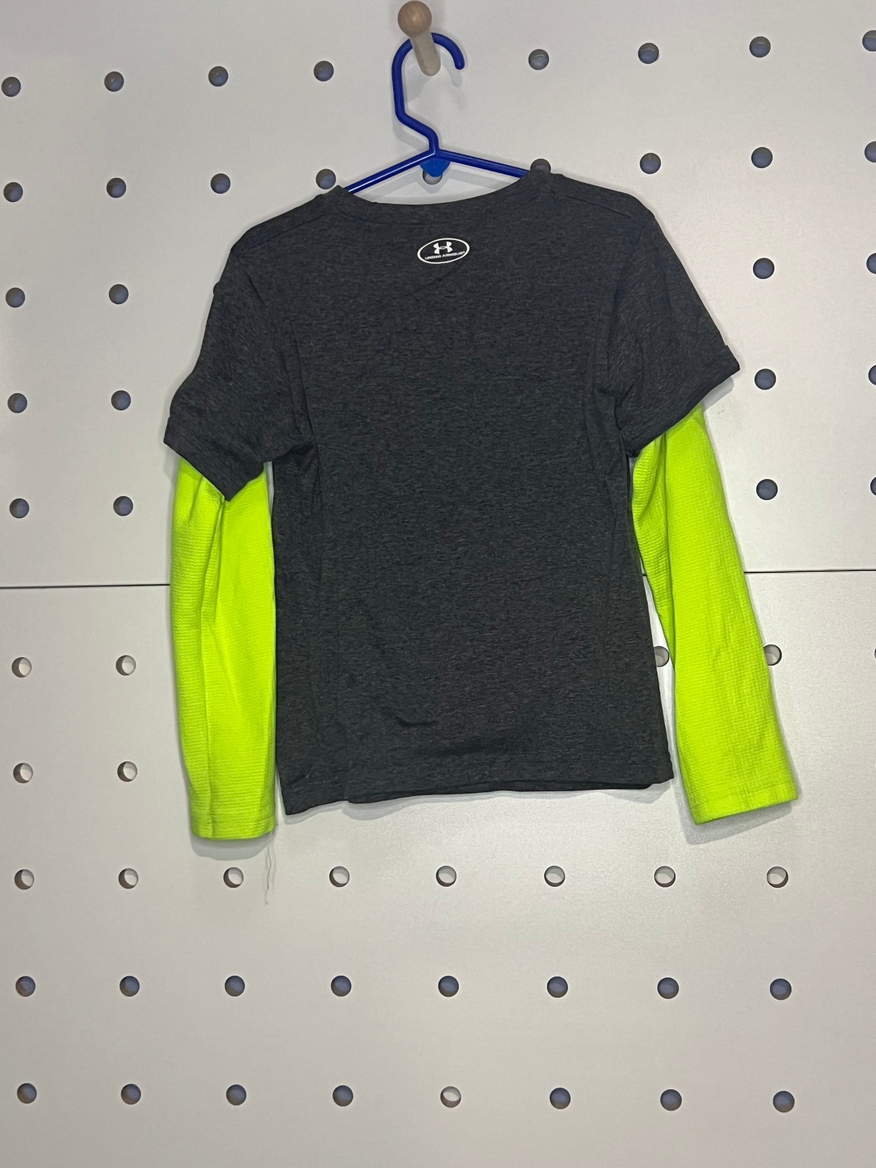 Under Armour - Kids' Grey and Electric Green Long Sleeved T-Shirt