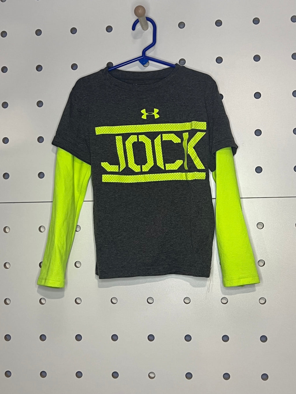 Under Armour - Kids' Grey and Electric Green Long Sleeved T-Shirt