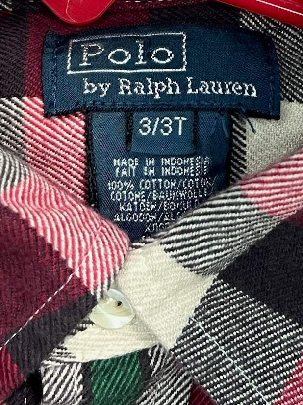 Polo by Ralph Lauren - Kids' Red Cream and Green Flannel Button Down Shirt