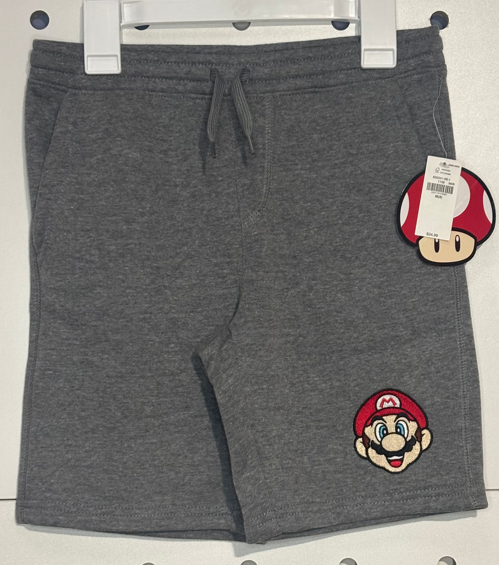 Super Mario - Youth Gray Mario Stitched Logo Sweat Shorts