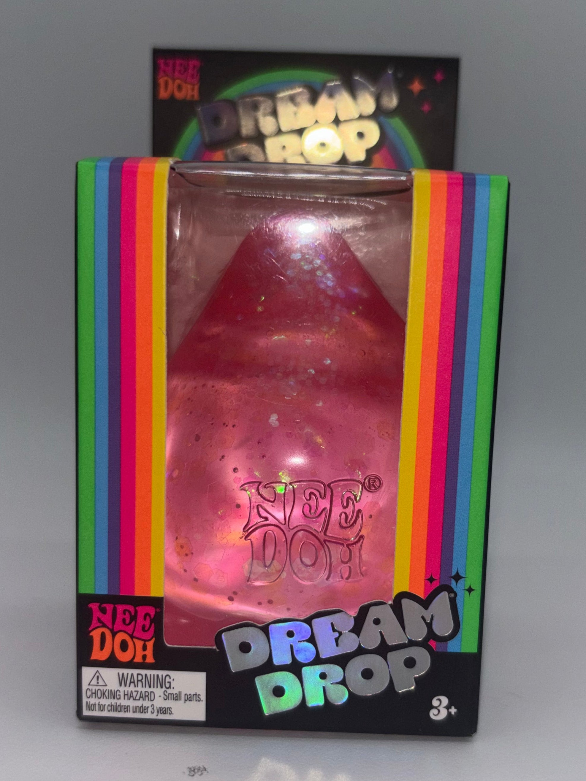 Dream Drop packaging with colorful box on a gray background