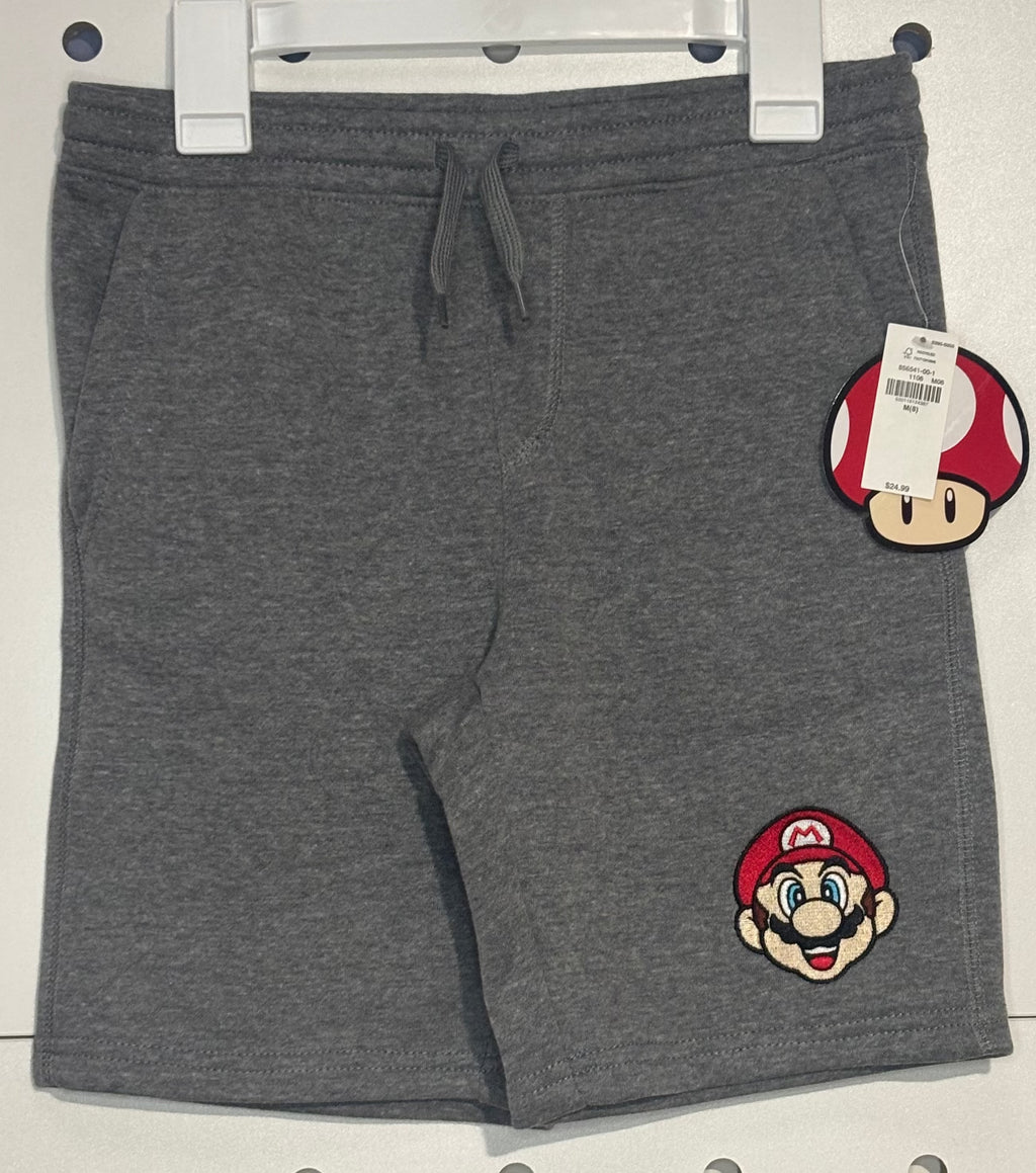 Super Mario - Youth Gray Mario Stitched Logo Sweat Shorts