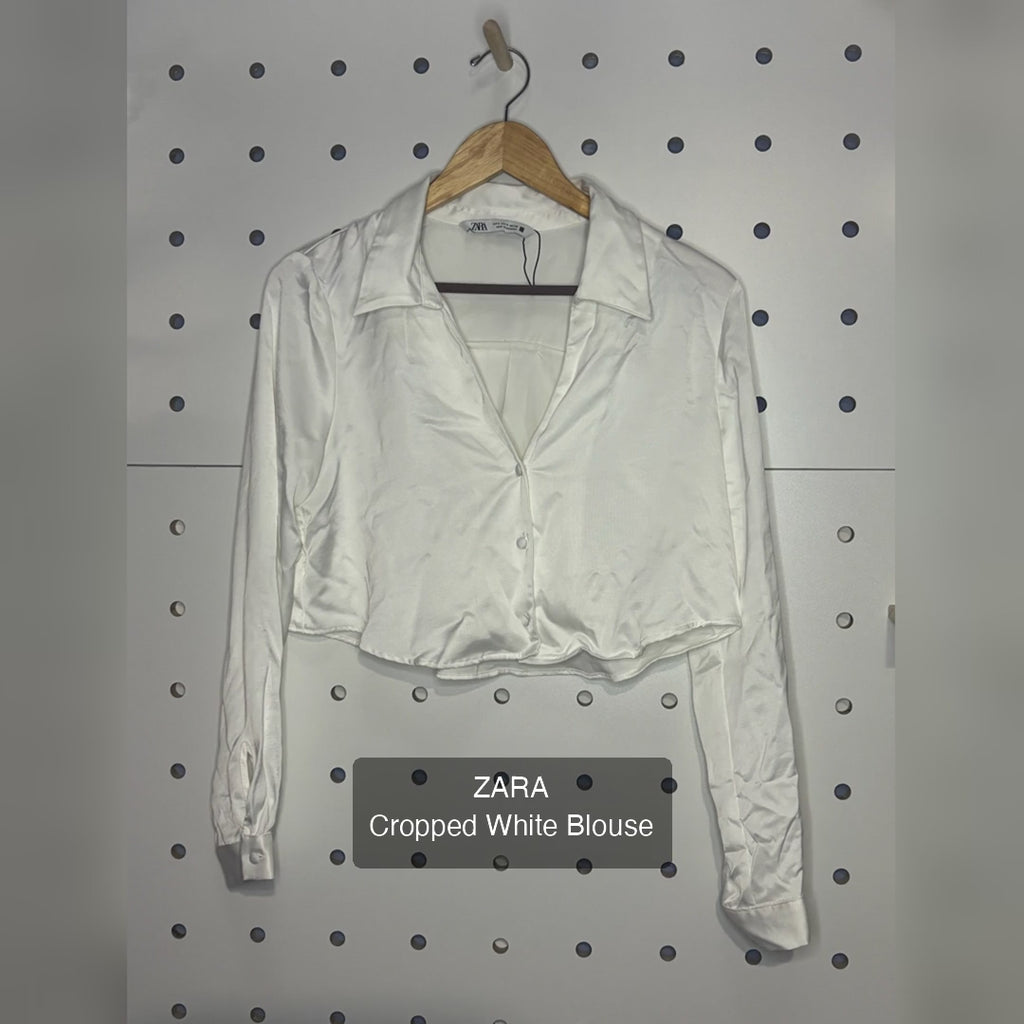 ZARA - Cropped White Blouse
