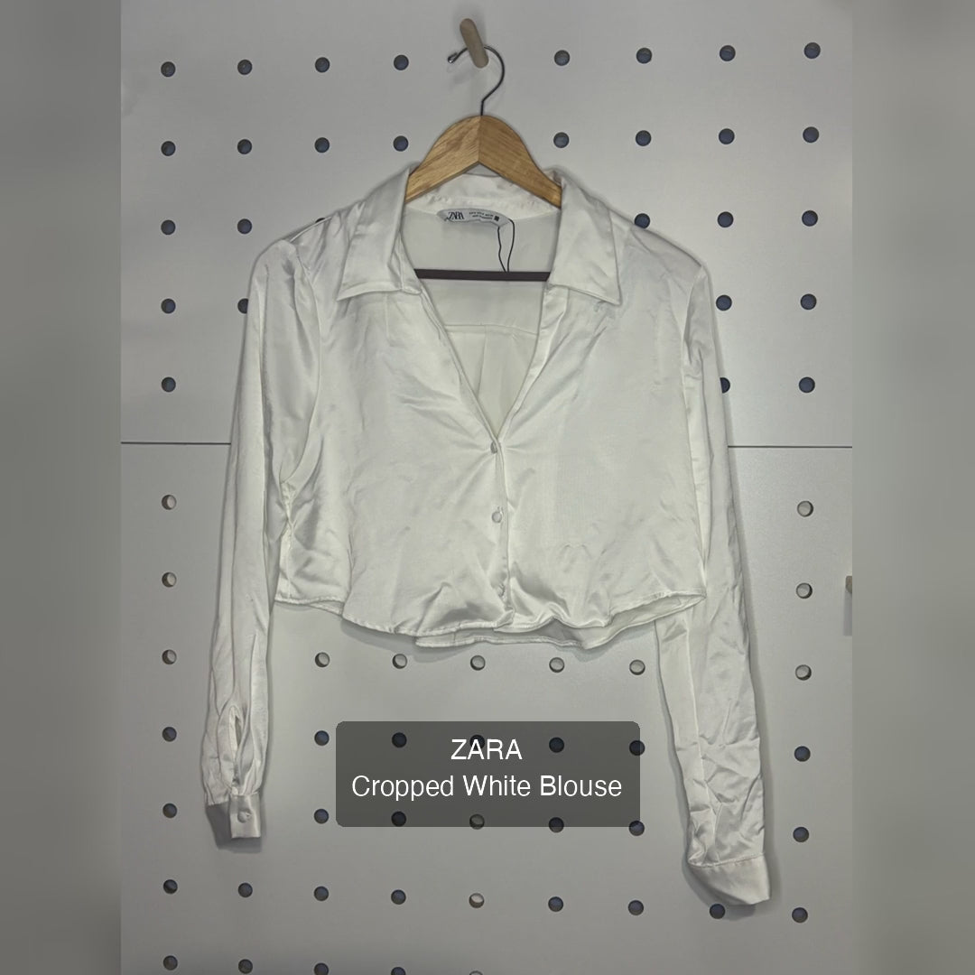 ZARA - Cropped White Blouse