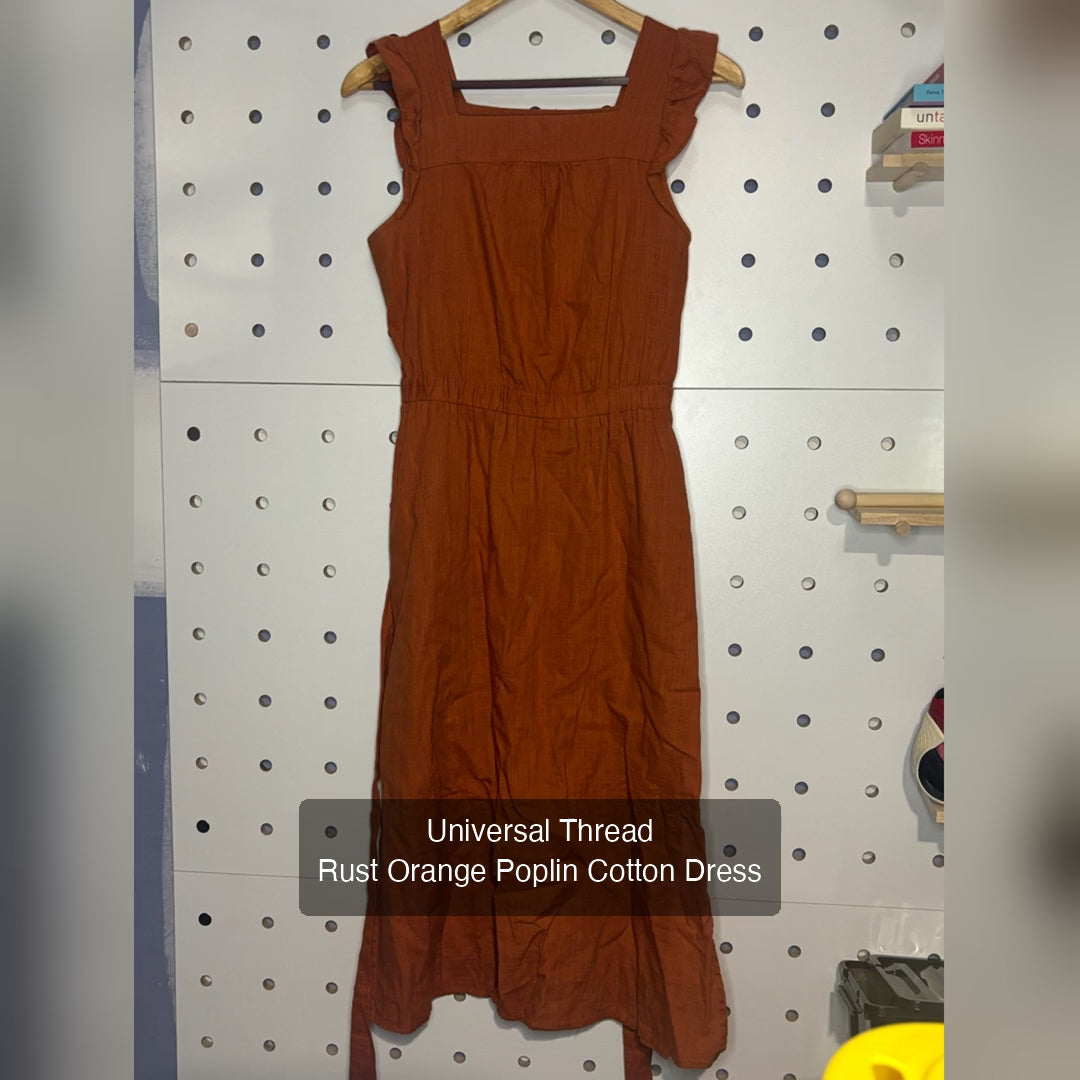 Universal Thread - Rust Orange Poplin Cotton Dress
