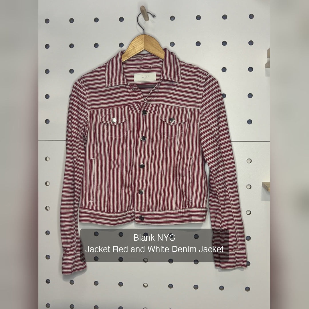 Blank NYC - Jacket Red and White Denim Jacket