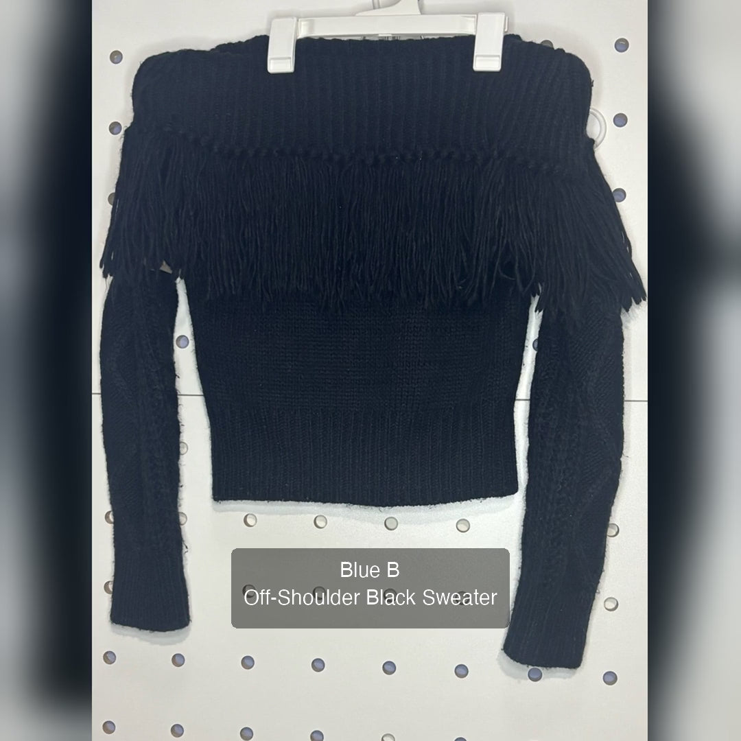 Blue B - Off-Shoulder Black Sweater