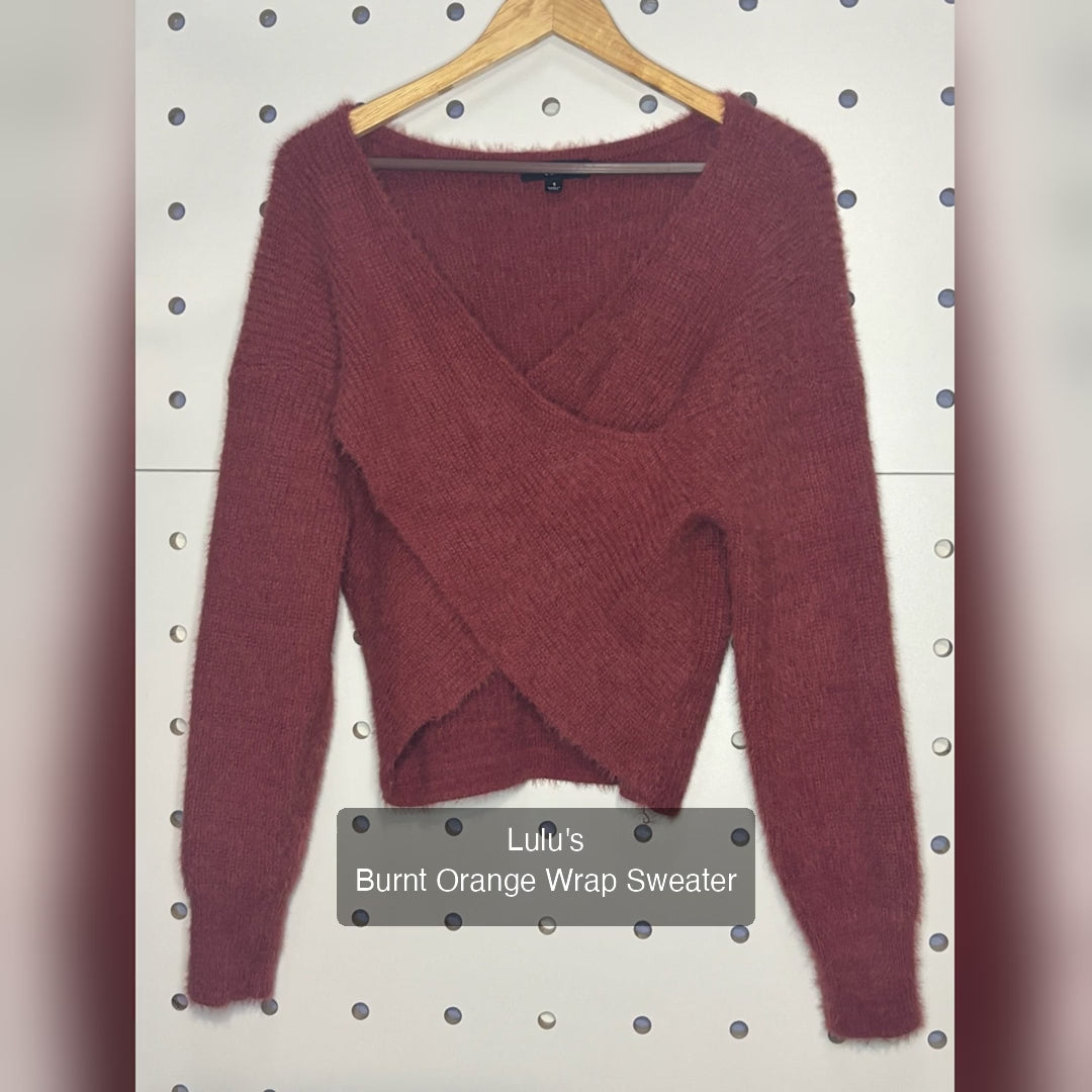 Lulu's - Burnt Orange Wrap Sweater